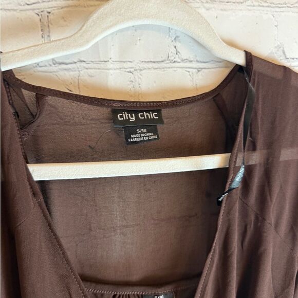 City Chic Fleetwood Maxi Dress - Brown Wrap Dress Size 16 - Picture 5 of 8